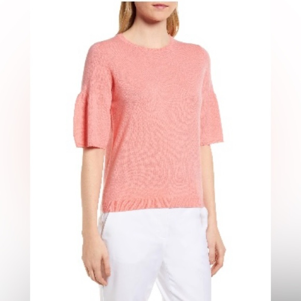 Nordstrom Signature Ruffle Sleeve Cashmere Top XS